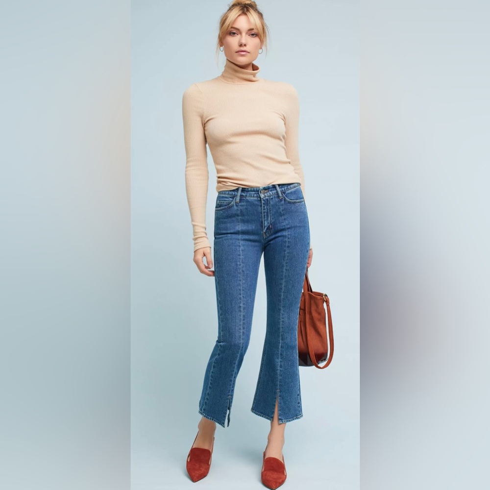 Anthropologie M.i.h Marty Front Split High Rise Crop Flare Jean Size 27